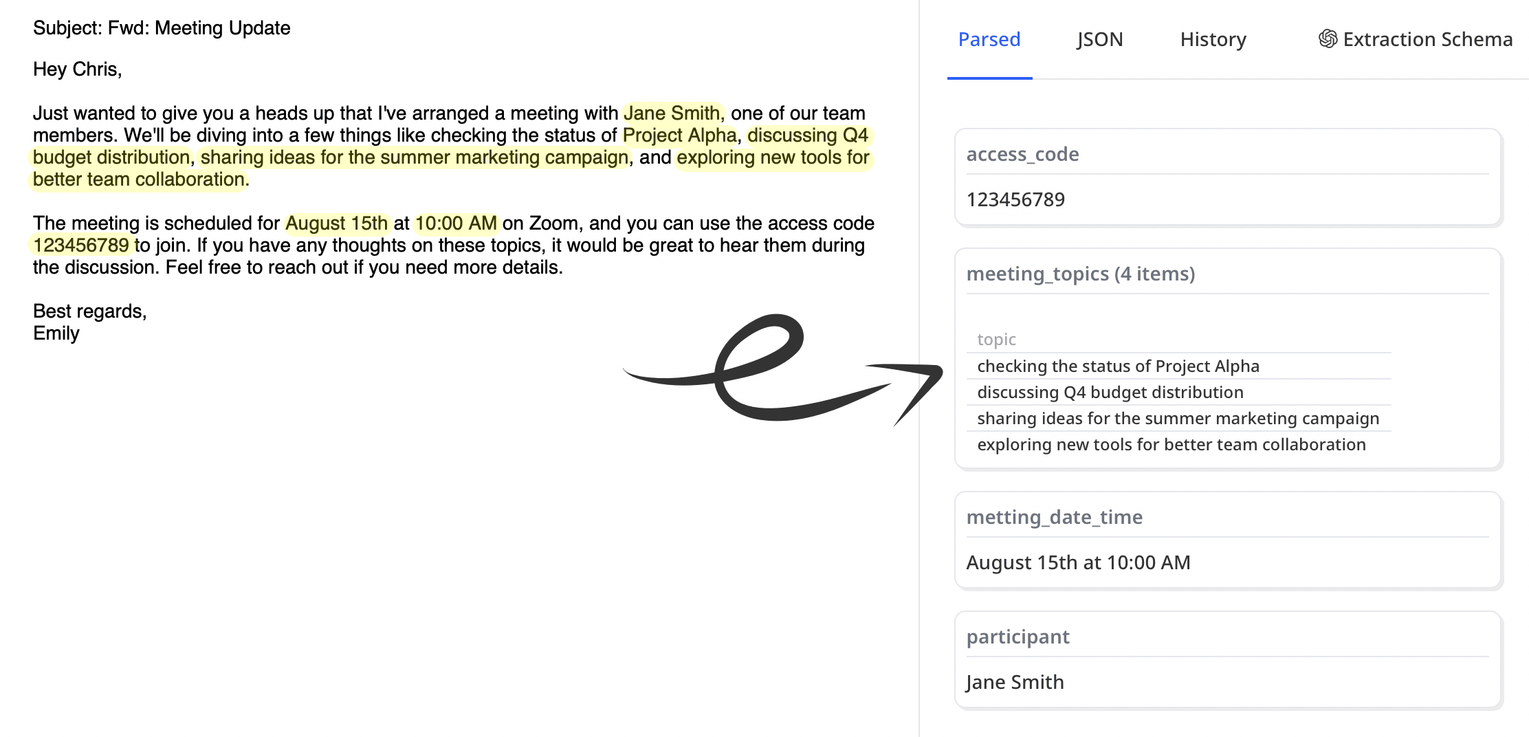 Email parsing example: from raw email to structured data