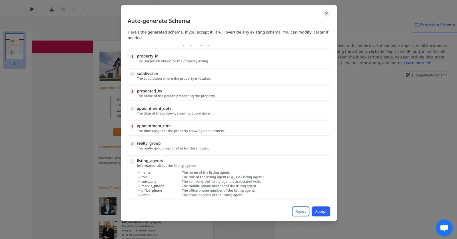 Auto-generated extraction schema