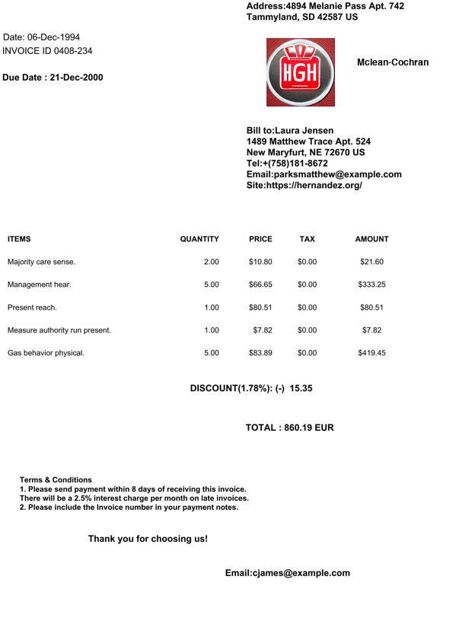 Invoice with no subtotal or tax