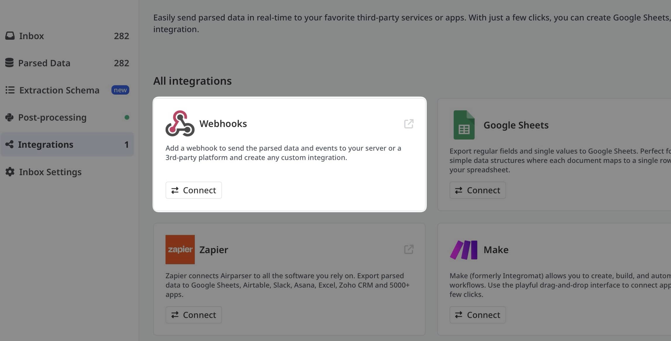 Webhook integration visualization showing real-time data flow